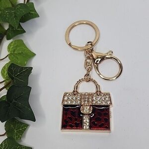 Gold and Red Animal Print Purse Keychain Purse Charm New